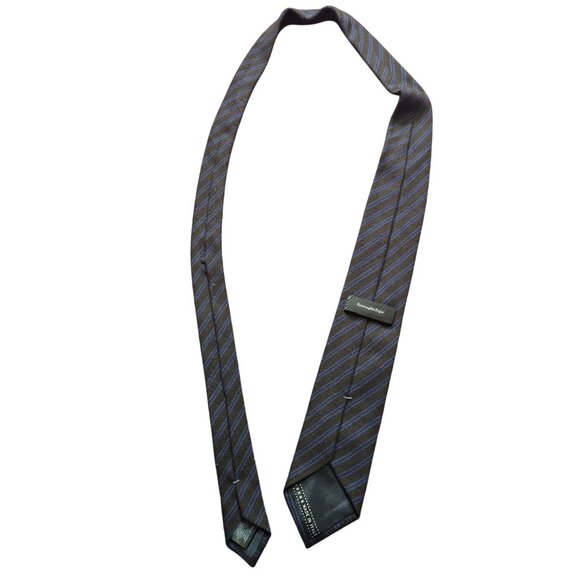 Ermenegildo Zegna Brown & Blue Striped Silk-Cashmere Tie Made In Italy Designer - Picture 5 of 7